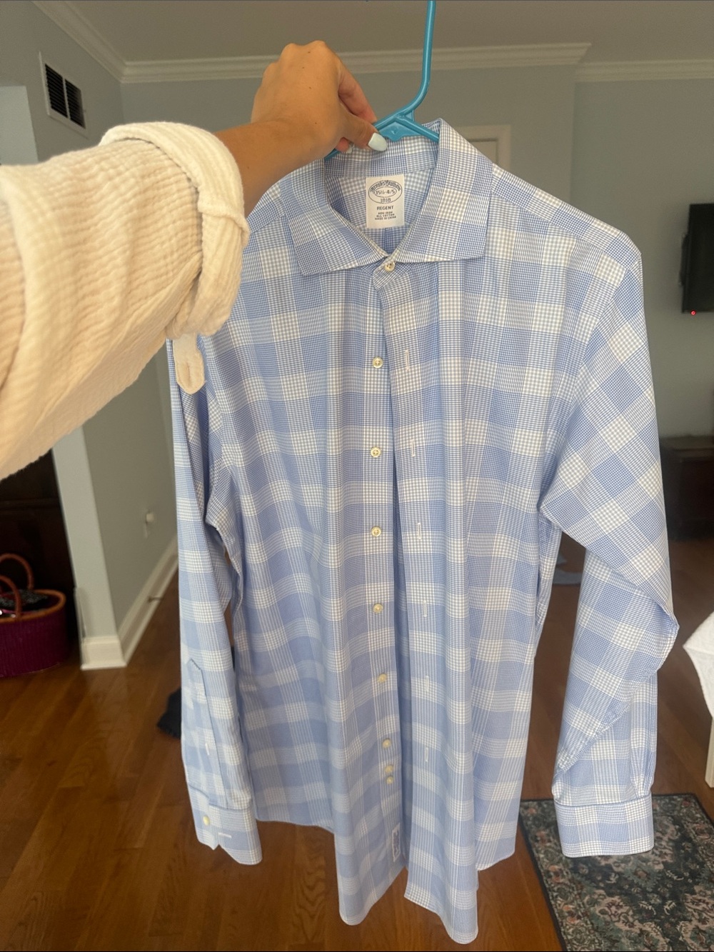 Brooks Brothers Blue Plaid Men's Dress Shirt